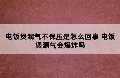 电饭煲漏气不保压是怎么回事 电饭煲漏气会爆炸吗